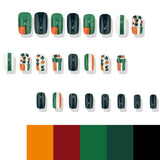 24pcs/Set St. Patrick's Day Irish Flag Lucky Clover Press-On Nails