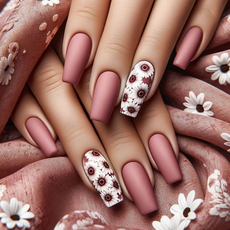 24pcs/Set Flower Press-On Nails