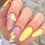 24pcs/Set Lemon Orange Blossom Press-On Nails