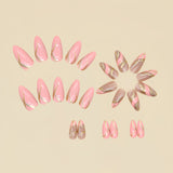 24pcs/Set Pink Swirl Press-On Nails