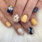 24pcs/Set Cute Daisy Polka Dots Press-On Nails