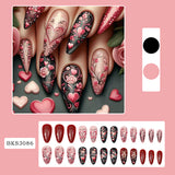 24pcs/Set Rose Heart Valentine's Day Press-On Nails