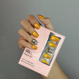 30pcs/Set Amber Gold Brown Cat's Eye Press-On Nails