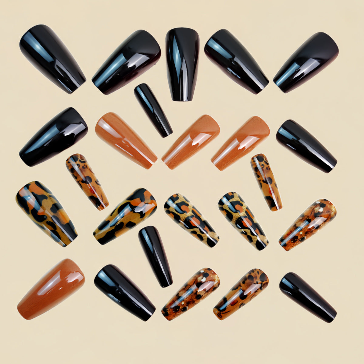 24pcs/Set Brown Leopard Press-On Nails