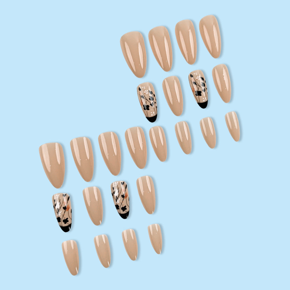 24pcs/Set Yulan Magnolia French Tips Press-On Nails