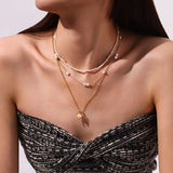 Ocean Turtle with Natural Colorful Pearl & Rhinestones Necklace