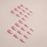 24pcs/Set Soft Pink Gradient Glitter Press-On Nails
