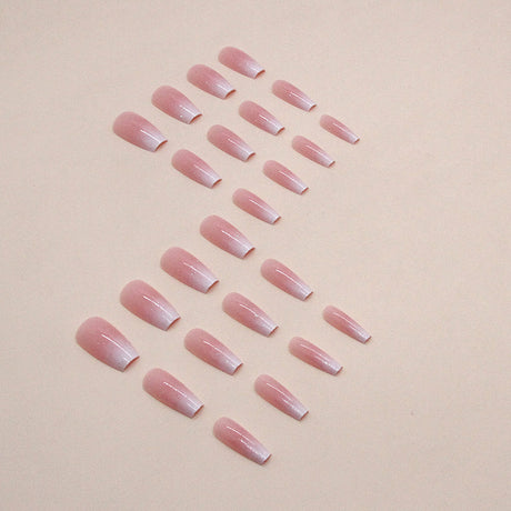 24pcs/Set Soft Pink Gradient Glitter Press-On Nails