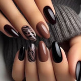 24pcs/Set Maillard Tone Leopard Print Press-On Nails