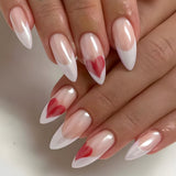 24pcs/Set Red Heart French Tip Press-On Nails