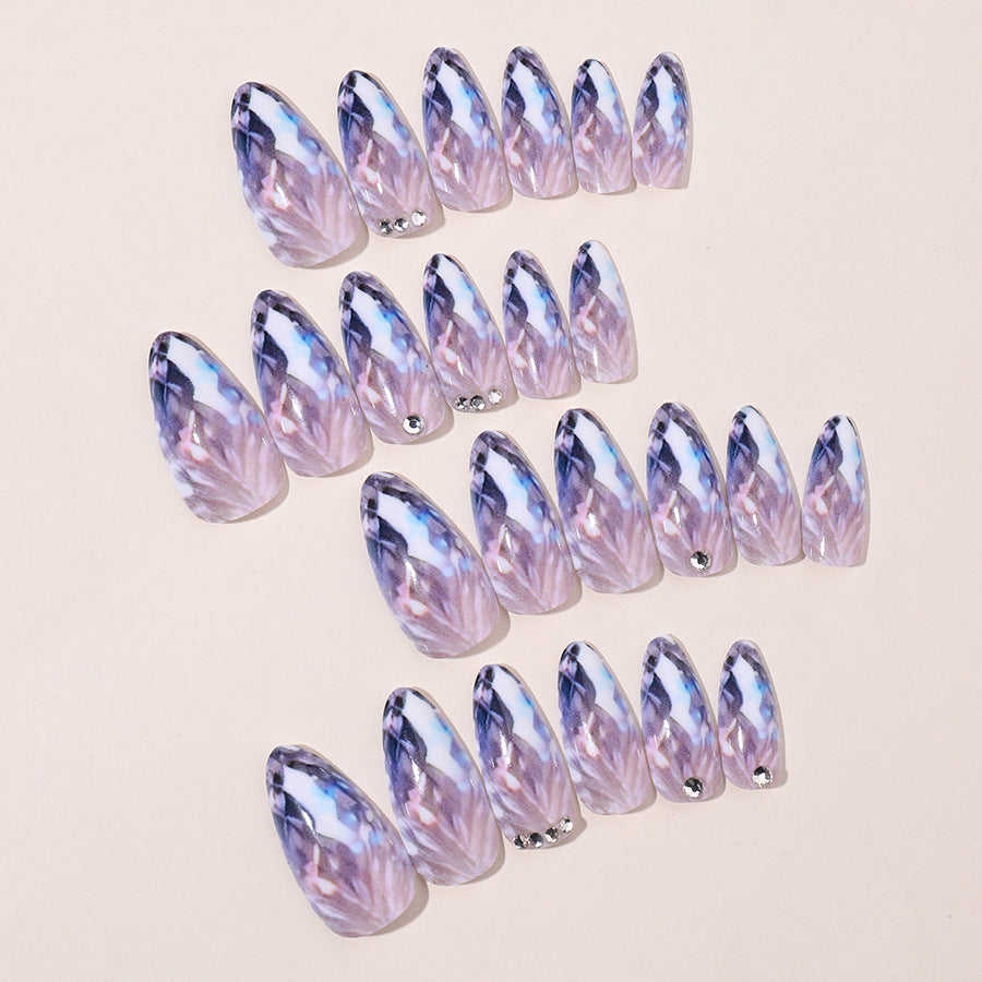 24pcs/Set Glistening Waves Press-On Nails