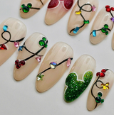 (Handmade) 10pcs/Set 3D Christmas Light Press On Nails