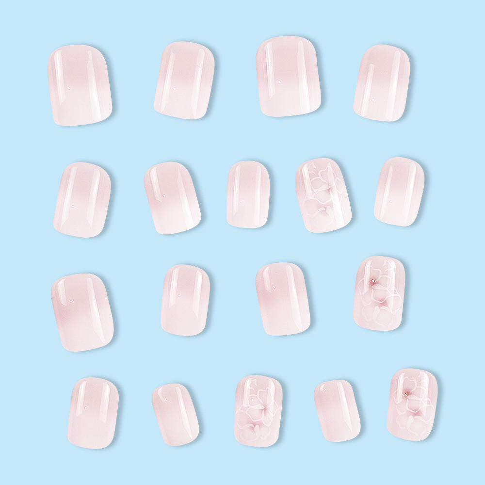 24pcs/Set White Gradient Flower Ombre Press-On Nails