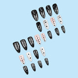 24pcs/Set Black and White Heart with Stars Press-On Nails