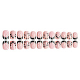 24pcs/Set Black Short French Heart Tips Press On Nails