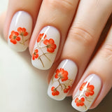 24pcs/Set Minimalist Stylish White Flowers Press-On Nails