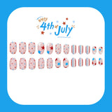 24pcs/Set Red, White and Blue Star & Stripe Press-On Nails
