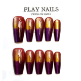 10pcs/Set Ombre Cat Eye Press-On Nails