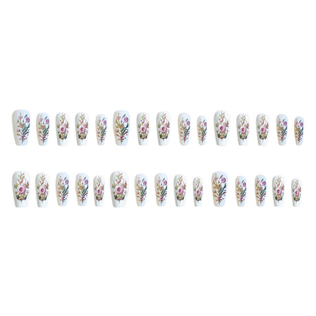 24 Stück/Set aufklebbare Nägel mit 3D-Blumenmotiv