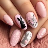 24pcs/Set Easter Bunny Egg Floral Heart Press-On Nails