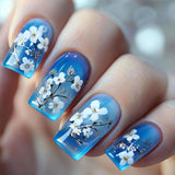 24pcs/Set Blue Floral Press-On Nails