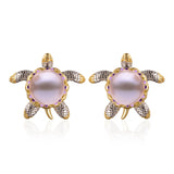 Ocean Turtle with Natural Colorful Pearl & Rhinestones Necklace