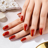 24pcs/Set Orange-Red Chrome Press-On Nails