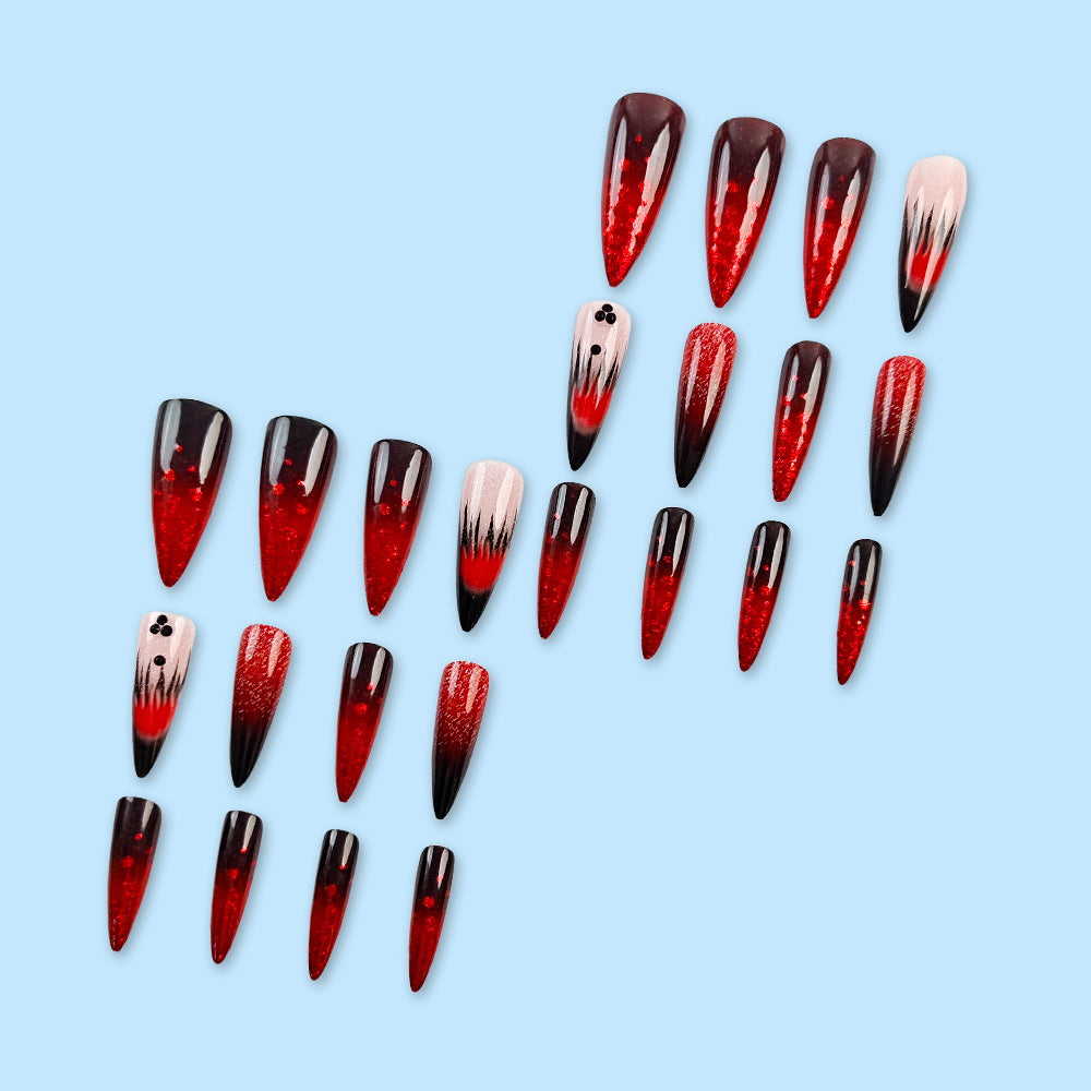 24pcs/Set  Glitter Flames Press-On Nails