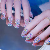 24pcs/Set Sparkling Rainbow Diamonds Press-On Nails