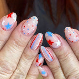 24pcs/Set Red, White and Blue Star & Stripe Press-On Nails