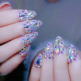 24pcs/Set Sparkling Rainbow Diamonds Press-On Nails