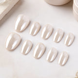 24pcs/Set Milk Tea Nude Chrome Press-On Nails