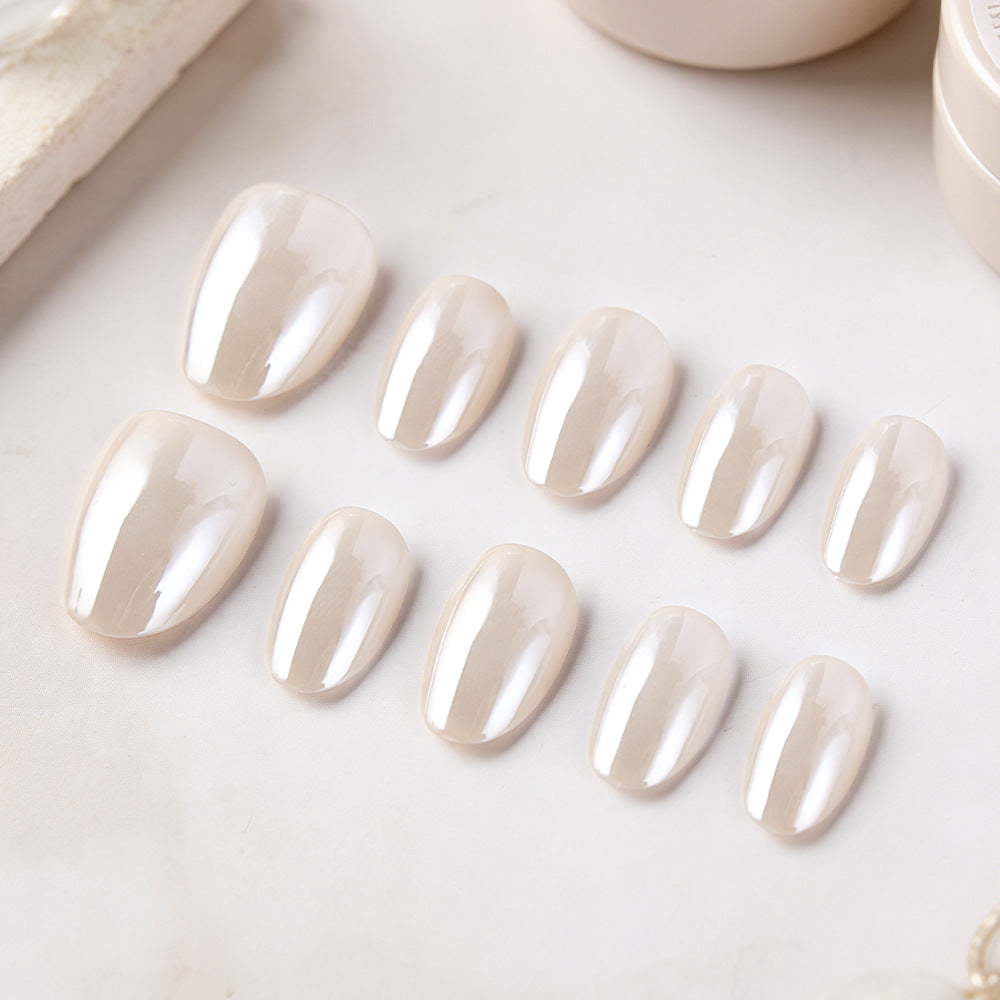 24pcs/Set Milk Tea Nude Chrome Press-On Nails