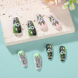 24pcs/Set Green Flowers Press-On Nails