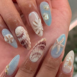 24pcs/Set 3D Art Shell Press-On Nails