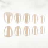 24pcs/Set Milk Tea Nude Chrome Press-On Nails