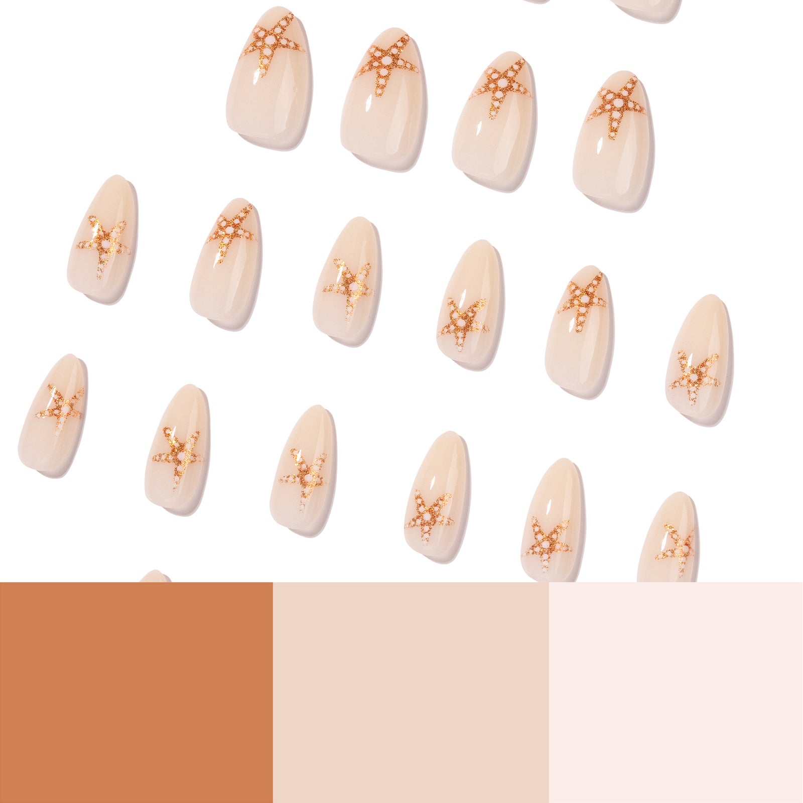 24pcs/Set White Starfish Press-On Nails