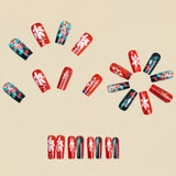 24pcs/Set Red Snowflake Christmas Tree Press-On Nails