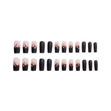 24pcs/Set Black Botanical Flowers Press-On Nails