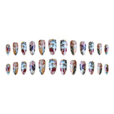 24pcs/Set Watercolor Butterfly Flowers Press-On Nails