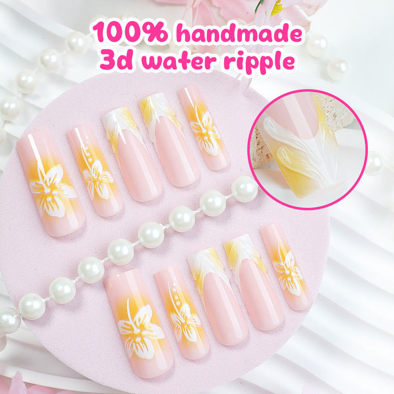 24pcs/Set 3D Art Flower Press-On Nails