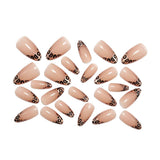 24pcs/Set Leopard Print French Tip Cat Eye Press-On Nails