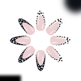 24pcs/Set Black & White French Tip Polka Dots Press-On Nails