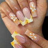 24pcs/Set 3D Art Flower Press-On Nails