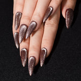 10pcs/Set Brown Cat Eye Press-On Nails