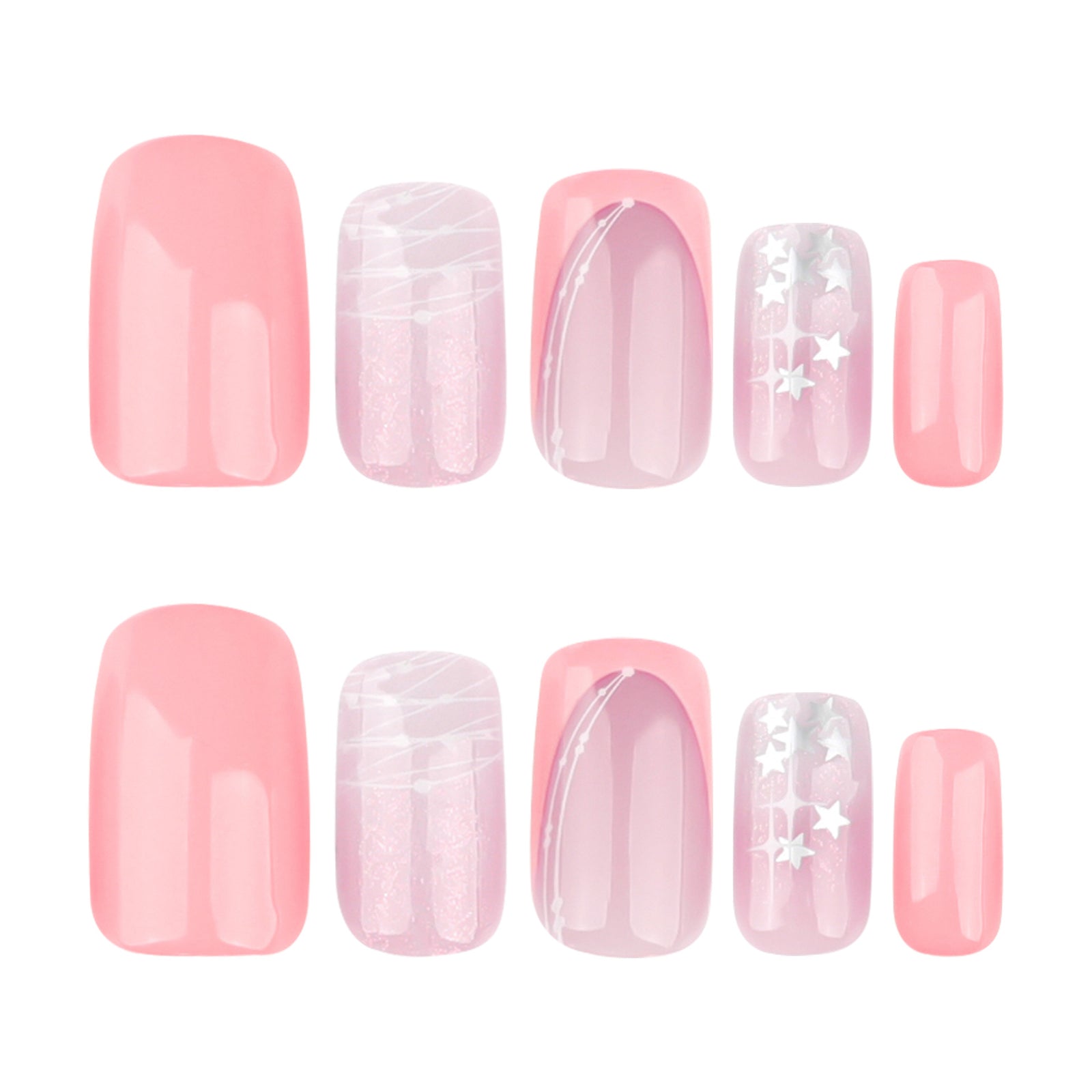 24pcs/Set Pink French Gradient Press-On Nails