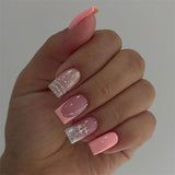 24pcs/Set Pink French Gradient Press-On Nails