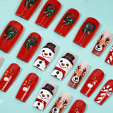 24pcs/Set Christmas Snowman Reindeer Press-On Nails