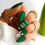 24pcs/Set Green Matte Bunny Press-On Nails