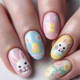 24pcs/Set Cute Easter Egg Bunny Press-On Nails